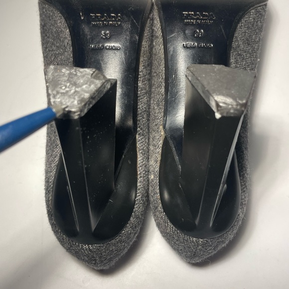 Prada charcoal gray wool pumps heels with - Picture 6 of 12